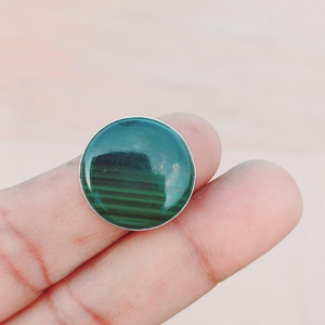 925 argent Sterling naturel Malachite pierre précieuse forme ronde à la main Designer bijoux fabricant en vrac - Product Image 1