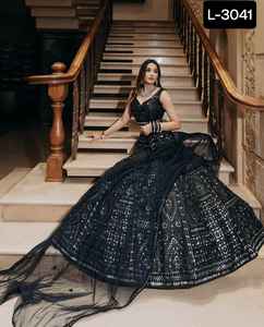 Indian Ethnic Wear Heavy Slub <b>Silk</b> Lehenga Choli with paper Mirror and <b>Thread</b> Work with Net Dupatta Set for Festival Function - Product Image 4