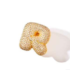 <b>Customized</b> Luxury Round VVS Moissanite Diamond <b>Ring</b> 18K Yellow Gold Hip Hop Style IGI Certified for Wedding - Product Image 1