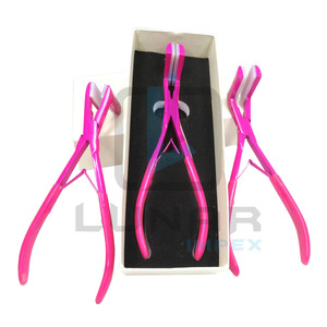 Hot Pink Color Pro Tape In Press Alicates para extensiones de cabello Asegure cada cinta en enlace presionando firmemente dos piezas juntas - Product Image 1