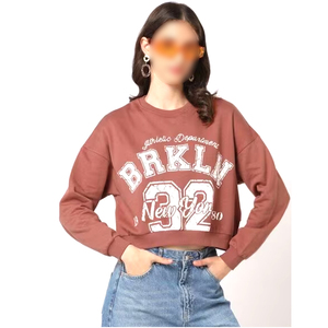 Impression typographique de la plus haute qualité avec sa propre conception Flexible léger vente chaude récolte femmes sweats - Product Image 1
