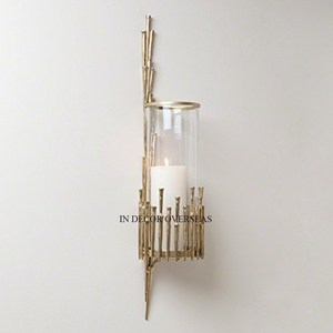 Métal de qualité luxueuse plaqué or de haute qualité et verre transparent fabriqué à la maison design unique fournitures de scones muraux décoratifs d'intérieur - Product Image 1