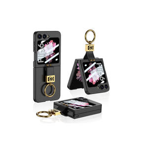 Étui de luxe pour Galaxy Z Flip 6 avec anneau de support, coque de protection en silicone avec initiale Z, étui de téléphone portable en PU inspiré de Samsung INS - Product Image 1