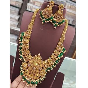 Qualité supérieure Vêtements traditionnels Antique Lakshmi Temple Set Collier en or Bijoux pour femmes pour mariage et fête pour femmes - Product Image 1
