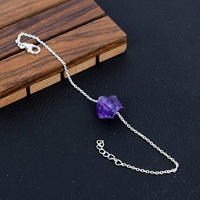 Bracelet manchette ajustable en argent sterling 925 classique doré, avec pierre précieuse améthyste naturelle, fait main, cadeau idéal pour l'amitié chrétienne