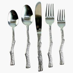 Ensemble de couverts en acier inoxydable plaqué or de 4 pièces avec poignées rouges de haute qualité et passe au lave-vaisselle pour les repas de style américain - Product Image 3
