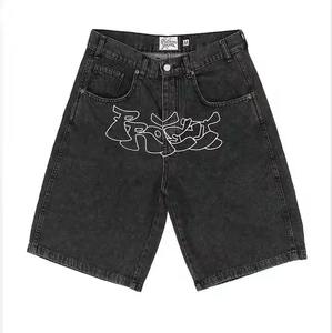 New 2025 Wholesale Fashion Embroidery Denim Washed Shorts Custom <b>Men</b> Street Wear Denim <b>Baggy</b> Shorts / Denim shorts for <b>Men</b> - Product Image 1
