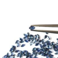 Rubis bleu naturel certifié IGI, taille marquise facettée, 2x4mm 2.5x5mm, traité thermiquement, pour bijoux, calibré, faible jeu de couleurs et d'étincelles