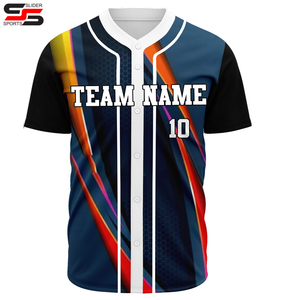 ชุดเสื้อเจอร์ซีย์สำหรับเล่นเบสบอลทีมกีฬาแห้งเร็วผ้าโพลีเอสเตอร์ซับลิเมชันมีกระดุมพิมพ์100% - Product Image 5