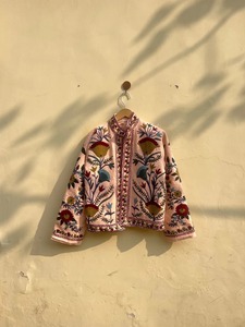 Blue Floral Embroidery Boho <b>Hippie</b> Suzani Winter <b>Jacket</b> New Collection Designer Coat Women Unisex Regular Gift Her - Product Image 6