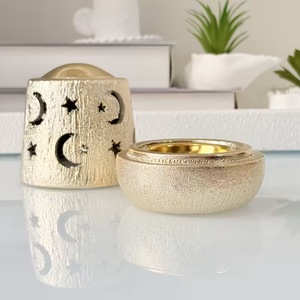 vintage Brass Incense Burner with Deer <b>Figurine</b> Lid and Geometric Cutouts For bakhoor & Oud - Product Image 3