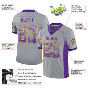 Uniforme de football américain personnalisé léger 100% polyester respirant évacuant l'humidité antibactérien demi-manche jeu unisexe - Product Image 6