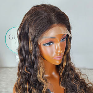 Vente en gros 100% vietnamien brut vague profonde perruque de cheveux humains de haute qualité couleur de surbrillance dentelle transparente - Product Image 3