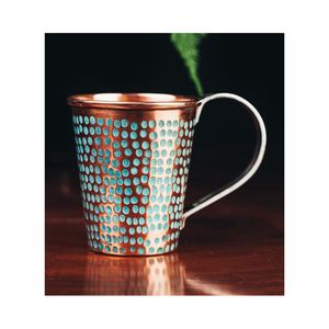 Taza Moscow Mule de Cobre Puro - Taza de 16 oz Hecha a Mano con Acabado Martillado y Patina Azul, Asa de Latón, Jarra de Cerveza Metálica - Product Image 1