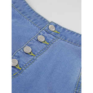 Jupe longue en jean taille haute Paola Riboni pour femme, coupe trapèze, ceinturée, délavée claire, couleur unie, style vintage, pour l'été, l'automne et le printemps - Product Image 5