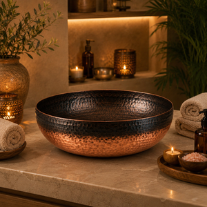 Bassin de spa pour les pieds en cuivre martelé, rond, artisanal marocain, bol de pédicure, baignoire de luxe pour les pieds - Product Image 2
