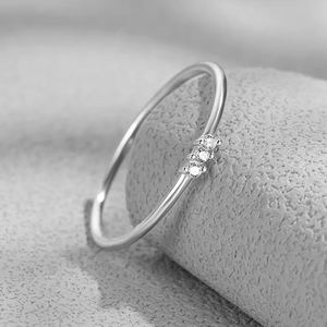 Classic Round Cut Three Stones Minimalist Ring 10K Pure Solid Gold Lab Diamond Engagement Ring Christmas Gift for Her - Product Image 3
