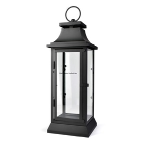 Nouvelle lanterne décorative à bougie en métal forme carrée lanterne suspendue enduite noire pour la décoration intérieure et extérieure - Product Image 3