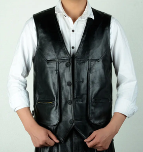 Nuevo Chaleco Elegante al por Mayor, Diseño Premium, Chalecos de Cuero Vacuno para Hombre, Moda Urbana, Chaleco de Cuero Genuino - Product Image 2