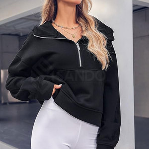 เสื้อฮู้ดสวมหัวมีซิปครึ่งตัวของผู้หญิงเสื้อลำลองไซส์ใหญ่พิเศษเสื้อผ้าแนวสตรีทผ้าคอตตอน100% มีฮู้ดด้านหน้าดีไซน์แบบกำหนดเองสำหรับฤดูหนาว - Product Image 5