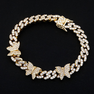 Elegante moda Unisex 925 plata esterlina laboratorio cultivado diamante pulsera mariposa diseño cadena fina y pulsera de eslabones - Product Image 1