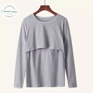 T-shirt d'allaitement en tissu doux pour maman, 95% coton, 5% spandex, certifié GOTS, personnalisable, robe d'allaitement provenant de l'inde - Product Image 6