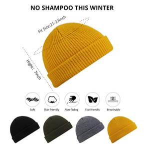 Bonnet en tricot côtelé de haute qualité pour homme avec étiquette personnalisée, bonnet en acrylique uni, bonnet d'hiver court pour homme - Product Image 4