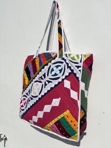 Wholesale Cotton Quilted Tote <b>Bag</b> for Women <b>Patchwork</b> Printed Shopping <b>Bag</b> for Daily Use Travel and Beach Great Gift Idea - Product Image 2