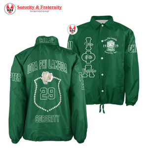 High Quality <b>Double</b> Breasted Iota Phi Lambda Varsity College Windproof Wholesale Breathable Winter Baseball Cotton Knitted - Product Image 6