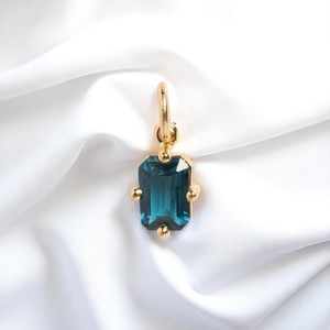 Piedra natal Topacio Azul cuarzo encantos ajuste de punta colgante chapado en oro alta calidad Baguette encanto joyería hacer collar - Product Image 1