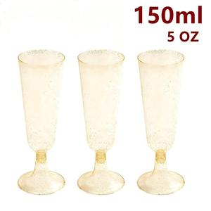 Flûtes à champagne jetables à bord doré, verres à pied en plastique pour cocktails, vin, <span class=keywords><strong>martini</strong></span>, gobelets de fête scintillants pour événements de mariage - Product Image 3