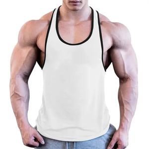 Logo personnalisé hommes grande taille entraînement Gym sport gilet solide débardeur décontracté conception d'impression lavé Fitness Stringer gilet tricoté - Product Image 3