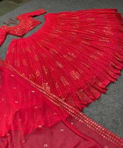 Séquence de broderie georgette la plus choisie lehenga choli avec dupatta vêtements de mariage meilleur prix vêtement ethnique magasin pour femmes - Product Image 5