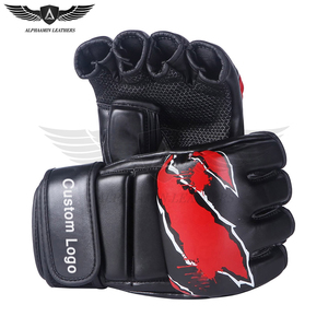 Gants de boxe MMA faits à la main en cuir microfibre noir et rouge contrastés, fournisseur de qualité à prix raisonnable - Product Image 2