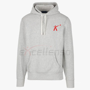 Unisex Solid <b>Grey</b> Hooded <b>Sweatshirt</b> with White Drawstrings and Kangaroo Pocket 100% Cotton Fleece Winter - Product Image 1