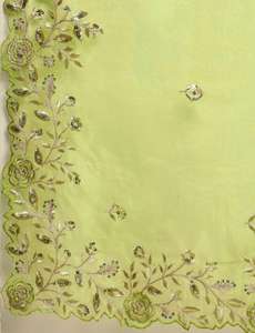 ผ้าซิลค์จอร์เจียตต์ปักลายทั้งผืน ตัดลายฉลุ ผ้าซาตินนุ่ม 5.5 เมตร พร้อมเสื้อผ้าไหมบังคลอรี สำหรับงานปาร์ตี้และเทศกาล - Product Image 6