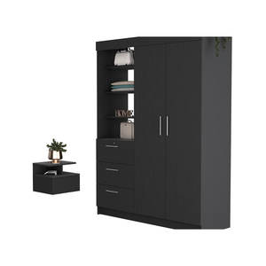 Ensemble de 2 organisateurs de vêtements noirs sur pied, gain de place, durables, en bois manufacturé, pour armoire – Kenya - Product Image 2