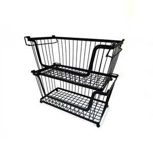 Cesta de almacenamiento de cocina de despensa apilable de Metal con logotipo personalizable más vendida, organizador para almacenamiento de frutas y verduras - Product Image 5