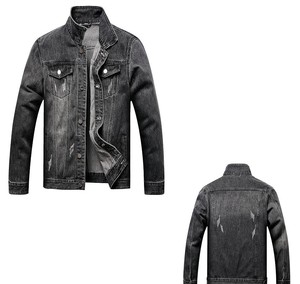 Veste en denim polyester/coton de couleur personnalisée, anti-rides, durable, élégante, anti-boulochage, respirante, séchage rapide, coupe-vent pour homme - Product Image 4