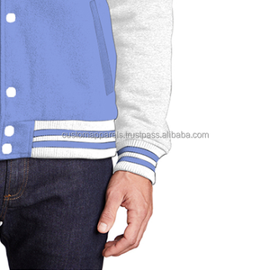 Black cotton fleece varsity <b>jacket</b> for <b>men</b> minimalist stylish letterman <b>jacket</b> for wholesale - Product Image 6