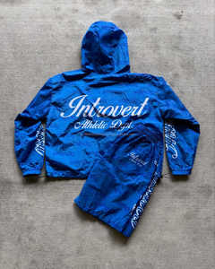 Chaqueta con capucha y cremallera de 2 piezas, ropa de calle de nailon a prueba de viento de gran tamaño, conjunto de chándal corto cortavientos, chándal plisado con cremallera - Product Image 2