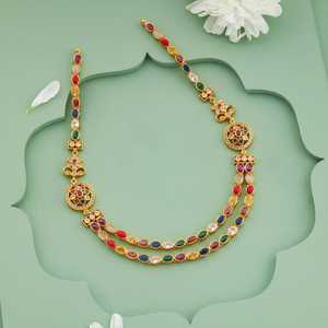 Trendy Silver Temple Necklace 173313 Gold Plated Stainless Steel Brass Link Chain with Flower Number Shape for Wedding Gift - Product Image 5