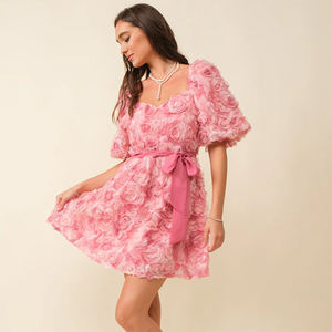 YX807 <span class=keywords><strong>2025</strong></span> модная популярная американская 3D вышивка цветы розы вязаная сетчатая ткань для платья летние женские - Product Image 4