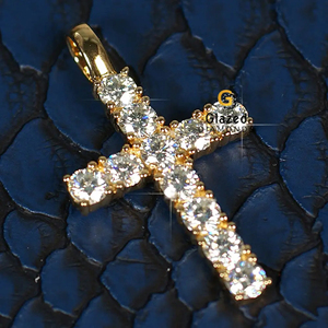 Nueva moda totalmente helado Jesús Cruz Hip Hop colgante brillante laboratorio cultivado VVS diamantes 10K oro amarillo D incoloro para fiestas - Product Image 2
