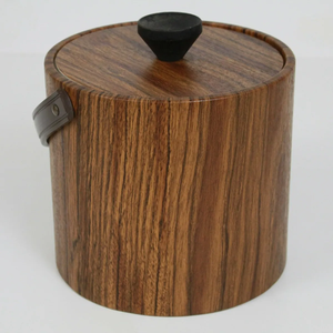 Cubo de hielo de madera de acacia con mango de metal y tapa hecho a mano brillante pulido para fiestas de Bar cubo de hielo de madera - Product Image 6