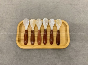 Cuillère à caviar faite à la main en nacre mélangée avec du bois naturel Taille 12cm - Product Image 2