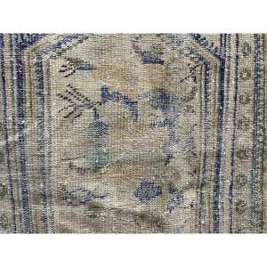 Alfombra Turca de 2.8x4.2 pies, Alfombra Pequeña Vintage, Alfombra de Lana con Diseño de Plantas y Árboles en Azul y Marrón - Product Image 5