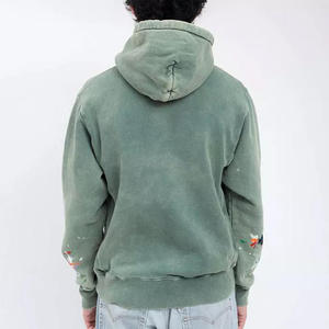 Sweat à capuche en molleton français épais pour homme, personnalisé, de haute qualité, vintage, uni, teint, effet délavé à l'acide - Product Image 2
