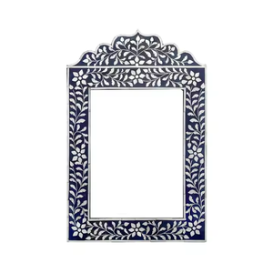 Bone <b>Mirror</b> 30 Inch Round Artisanal Home Accent Natural Bone Inlay <b>Mirror</b> by crescent <b>crafts</b> - Product Image 5