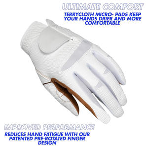 Gants de golf perforés personnalisés avec des options de marque d'étiquette de broderie d'impression de logo personnalisé en cuir Cabretta - Product Image 5